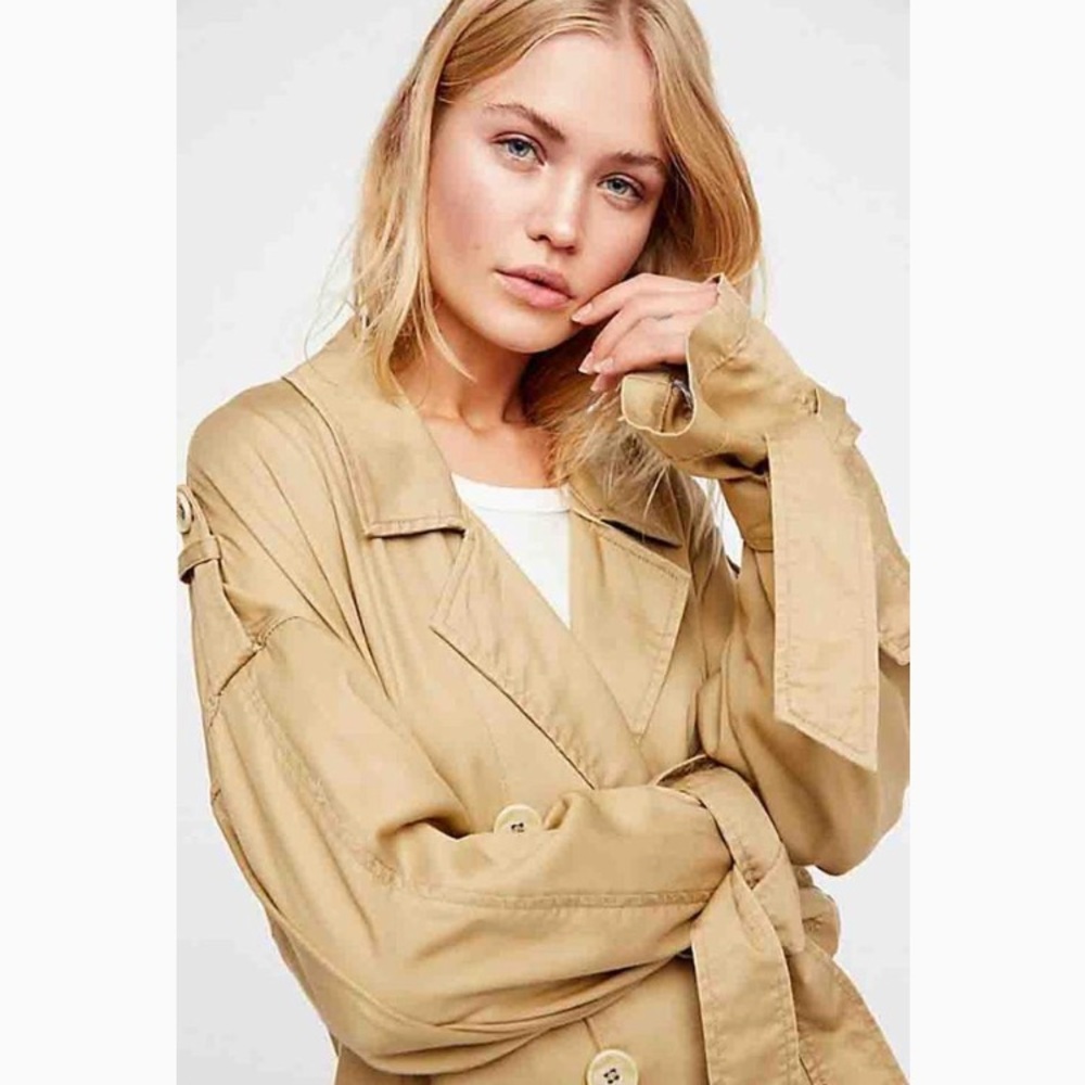 Free People Tied Up Slouchy Trench Coat XS - Picture 3 of 7